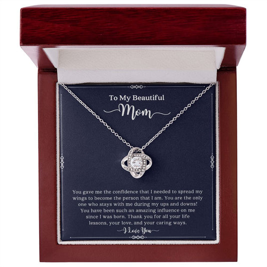 My Mom | To My Beautiful Mom I Love You - Love Knot Necklace